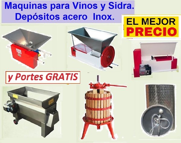 Maquinas para hacer vinos y sidra, depositos de acero inox